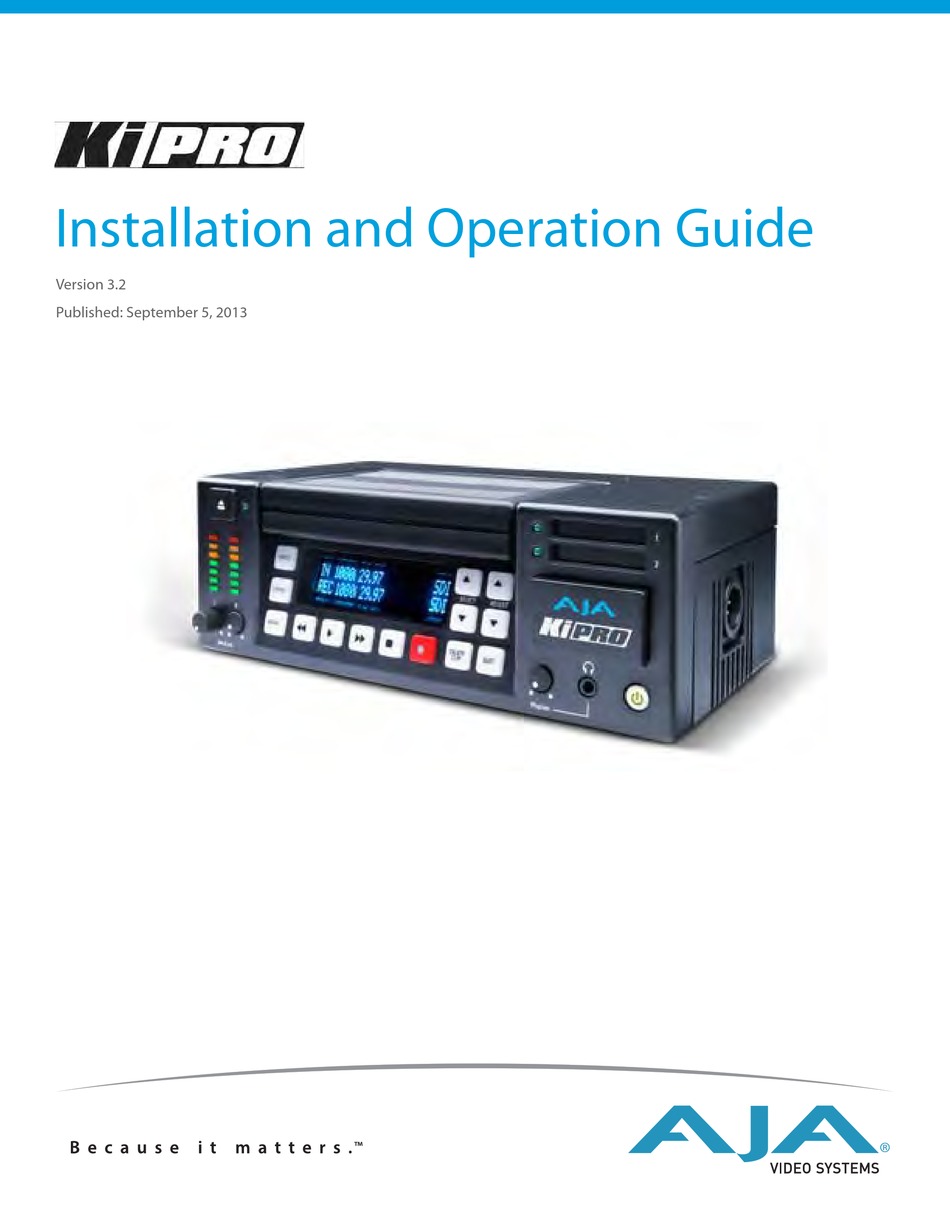 AJA KI PRO INSTALLATION AND OPERATION MANUAL Pdf Download ManualsLib