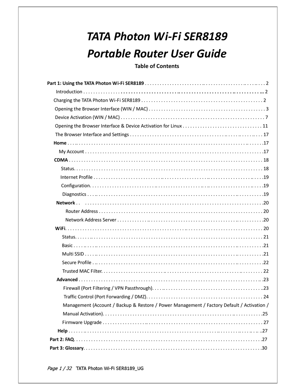 TATA MOTORS PHOTON WIFI SER8189 USER MANUAL Pdf Download ManualsLib