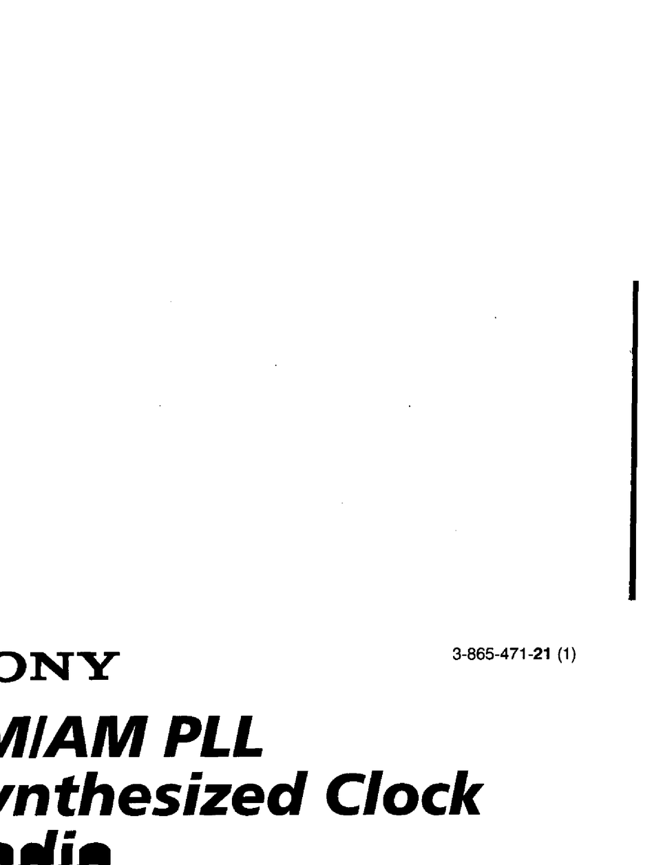SONY DREAM MACHINE ICFC793 OPERATING INSTRUCTIONS Pdf Download