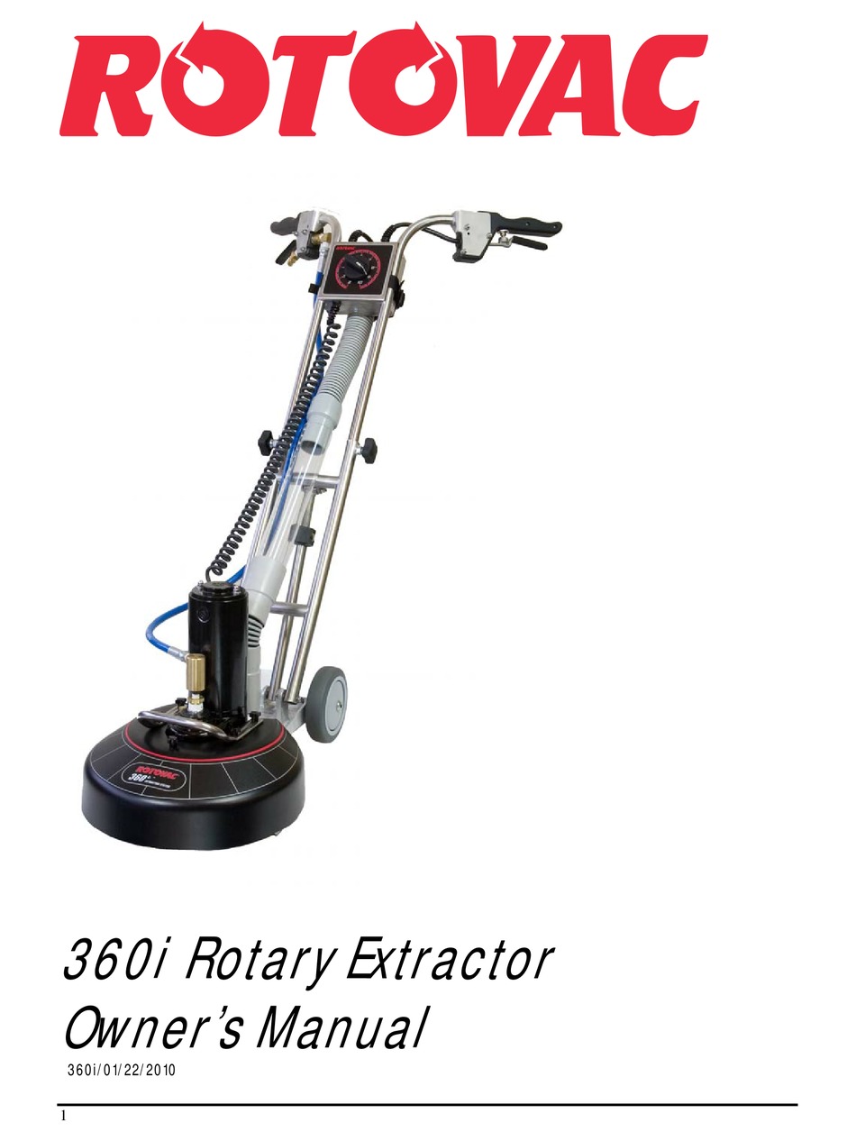 ROTOVAC 360I OWNER'S MANUAL Pdf Download | ManualsLib