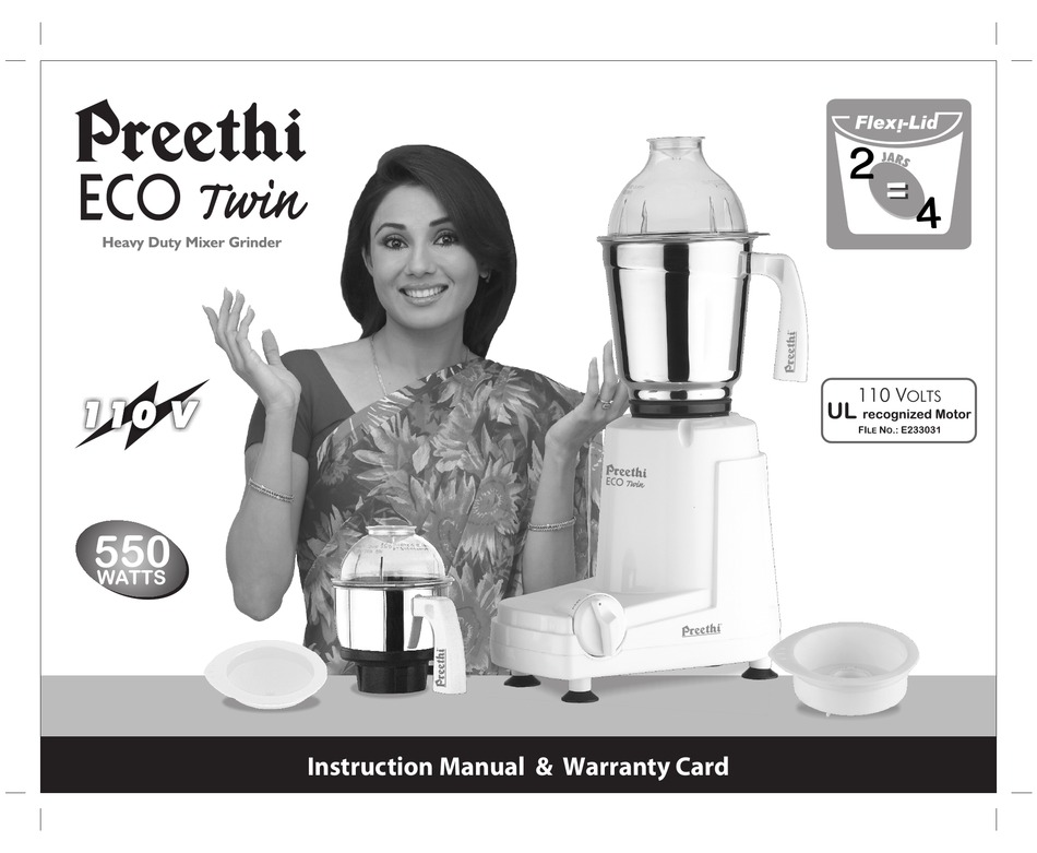 preethi eco twin jar mixer grinder