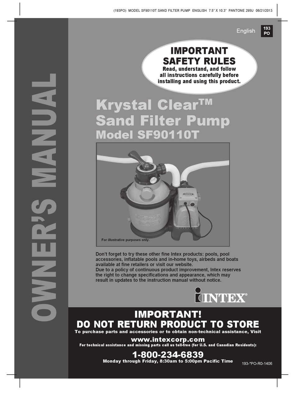 INTEX KRYSTAL CLEAR SF90110T OWNER'S MANUAL Pdf Download | ManualsLib