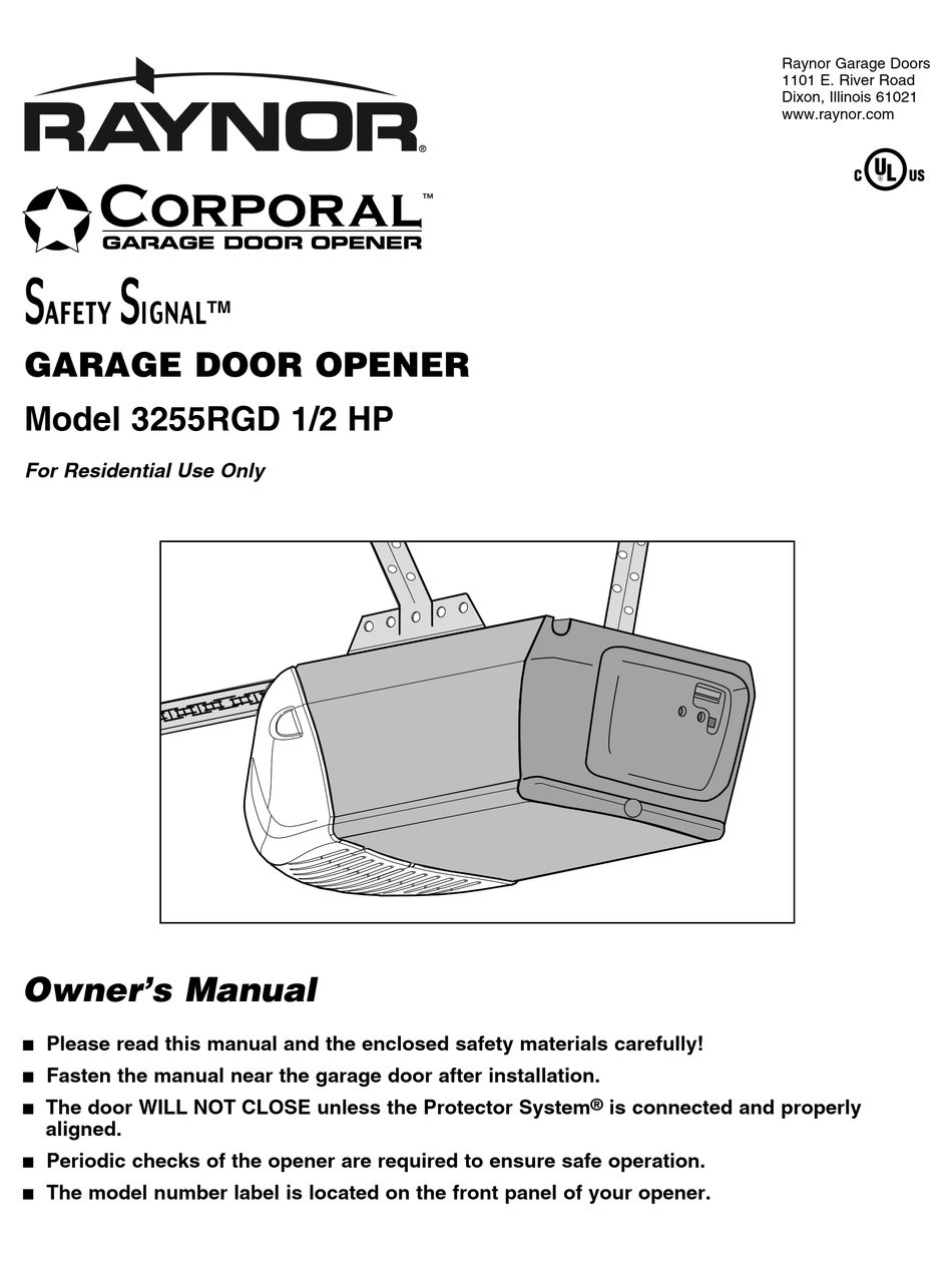 Raynor Garage Door Opener Manual Model 120 7 - Garage and Bedroom Image