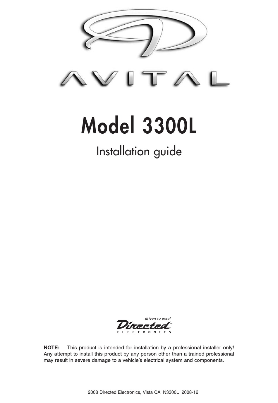 Avital 4105l Installation Instructions