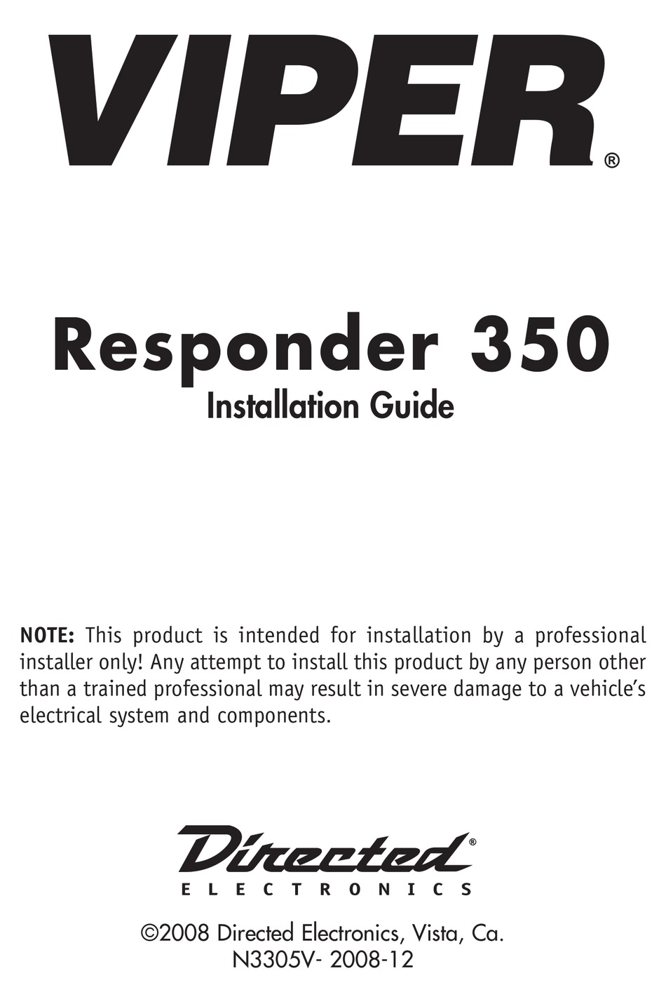 Viper Responder 350 Installation Manual