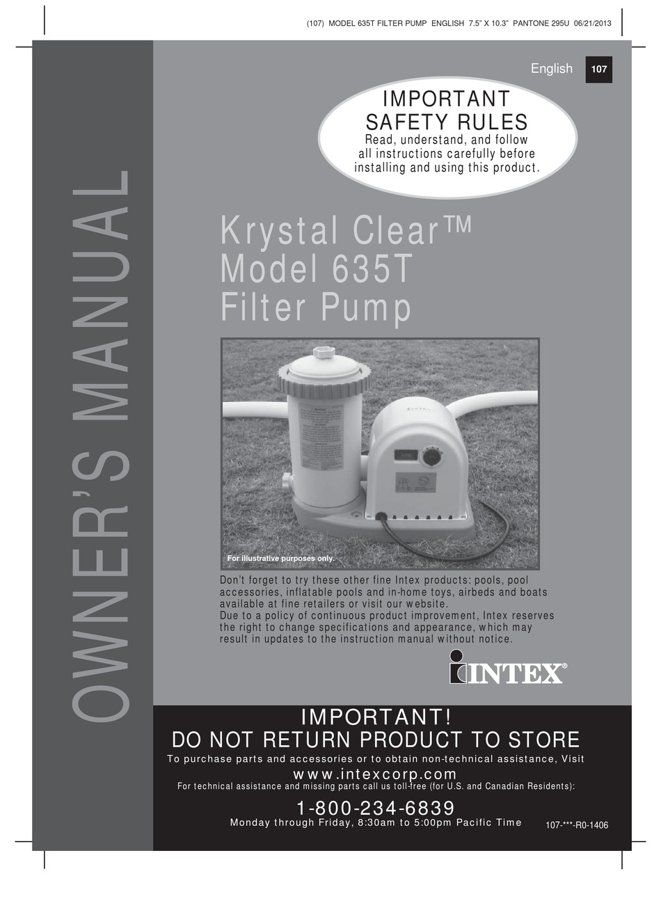 INTEX KRYSTAL CLEAR 635T OWNER'S MANUAL Pdf Download | ManualsLib