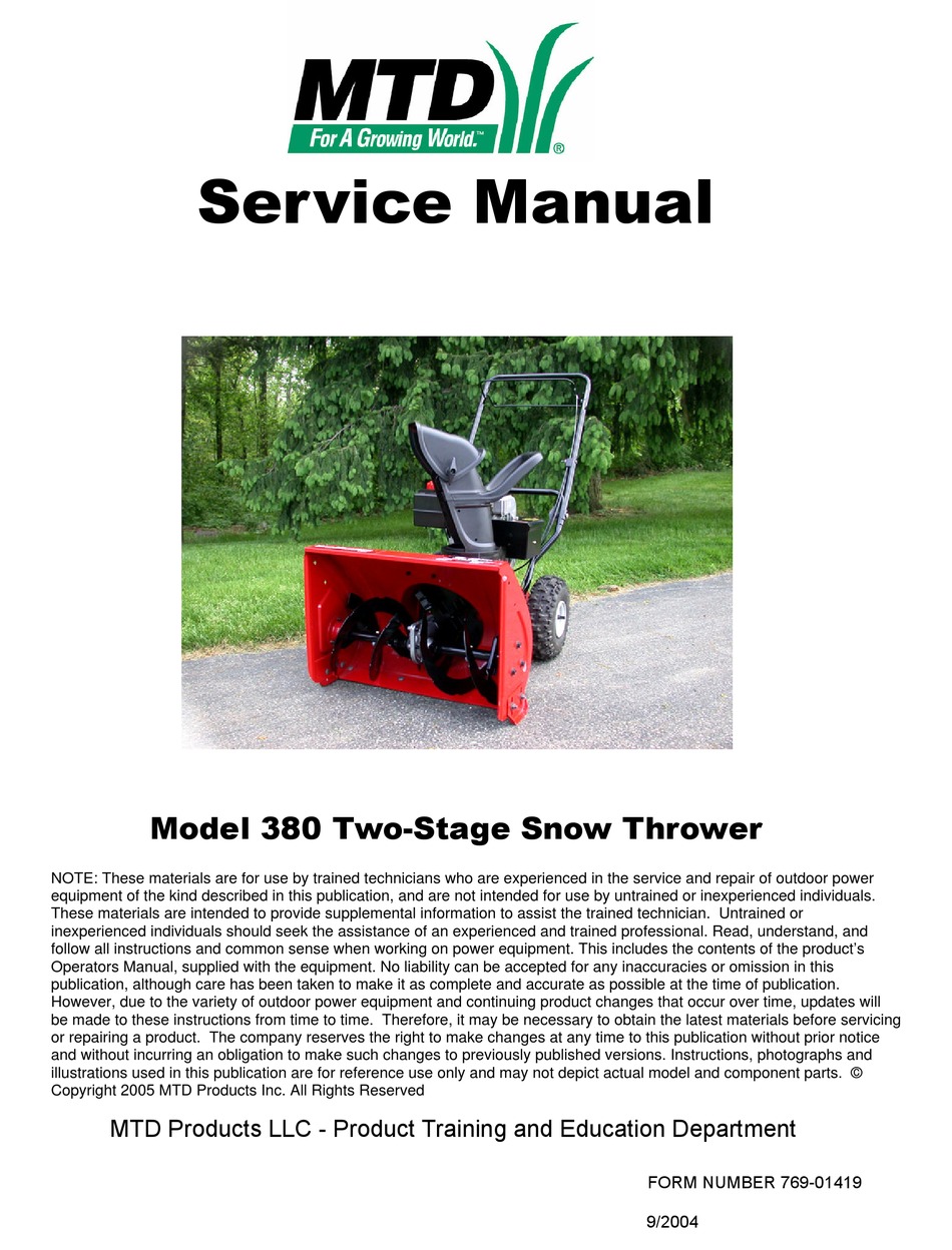 717-168 Original MTD Products Hydrostatic Pump Service Instruction Manual No 