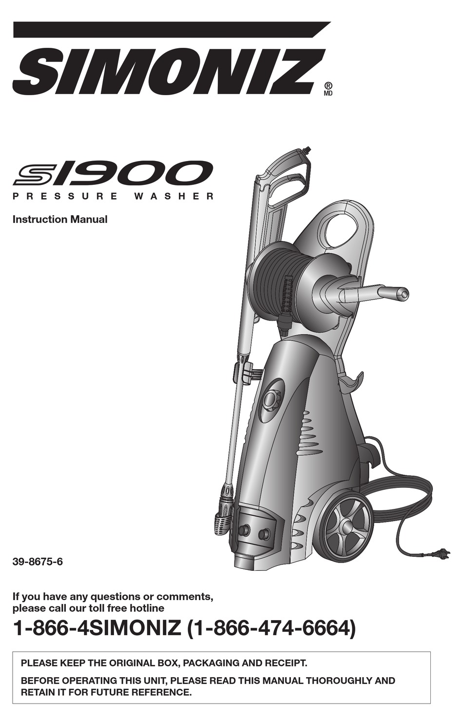 Simoniz 1800 Pressure Washer Parts Diagram 0299