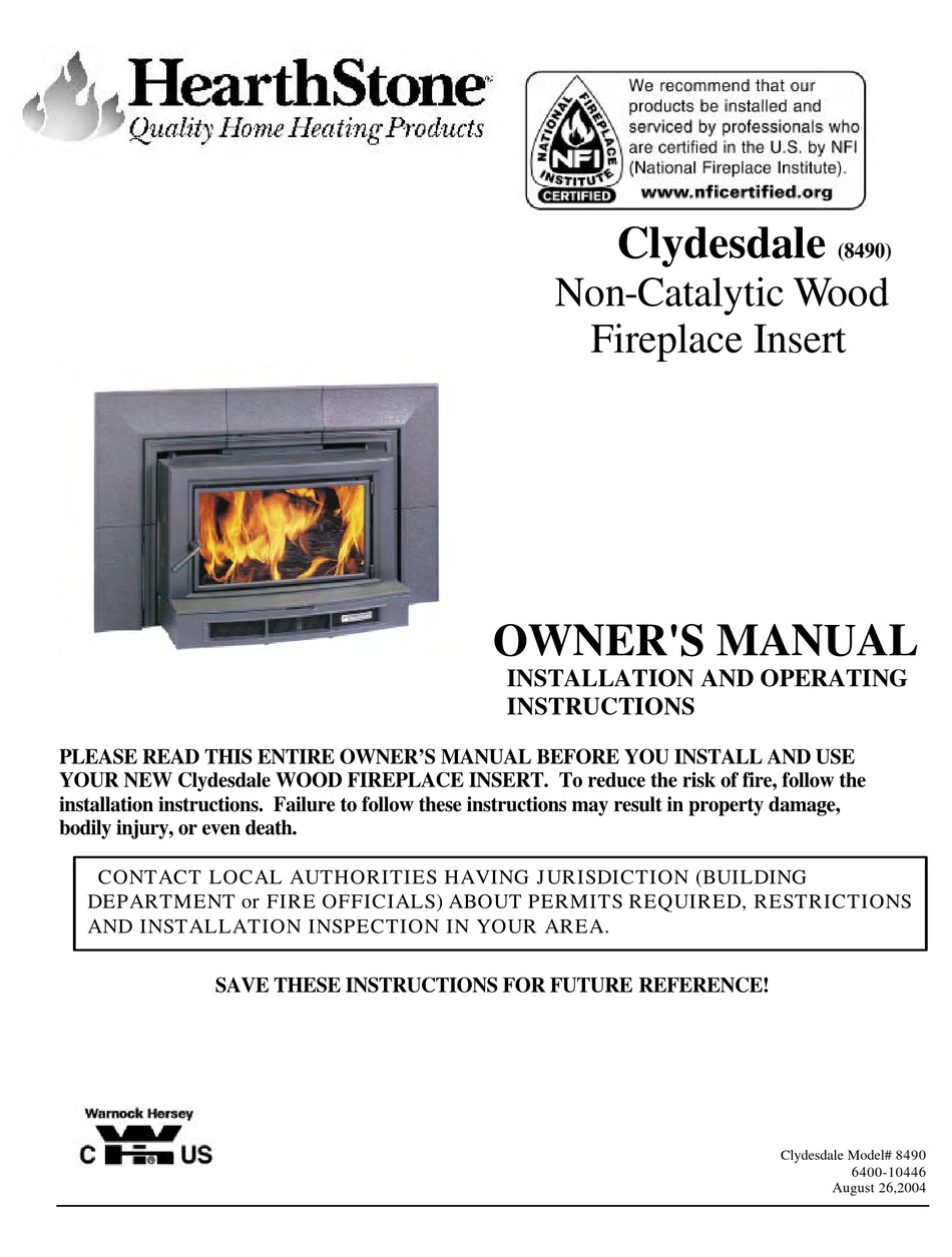 Hearthstone Clydesdale 8490 Owner S Manual Pdf Manualslib Hearthstone Clydesdale 8490 Owner S, Fireplace Insert With Blower Instructions