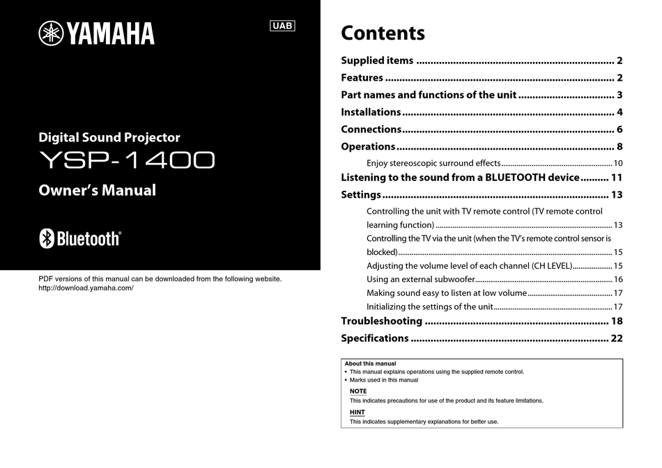 yamaha ysp 1400 external subwoofer