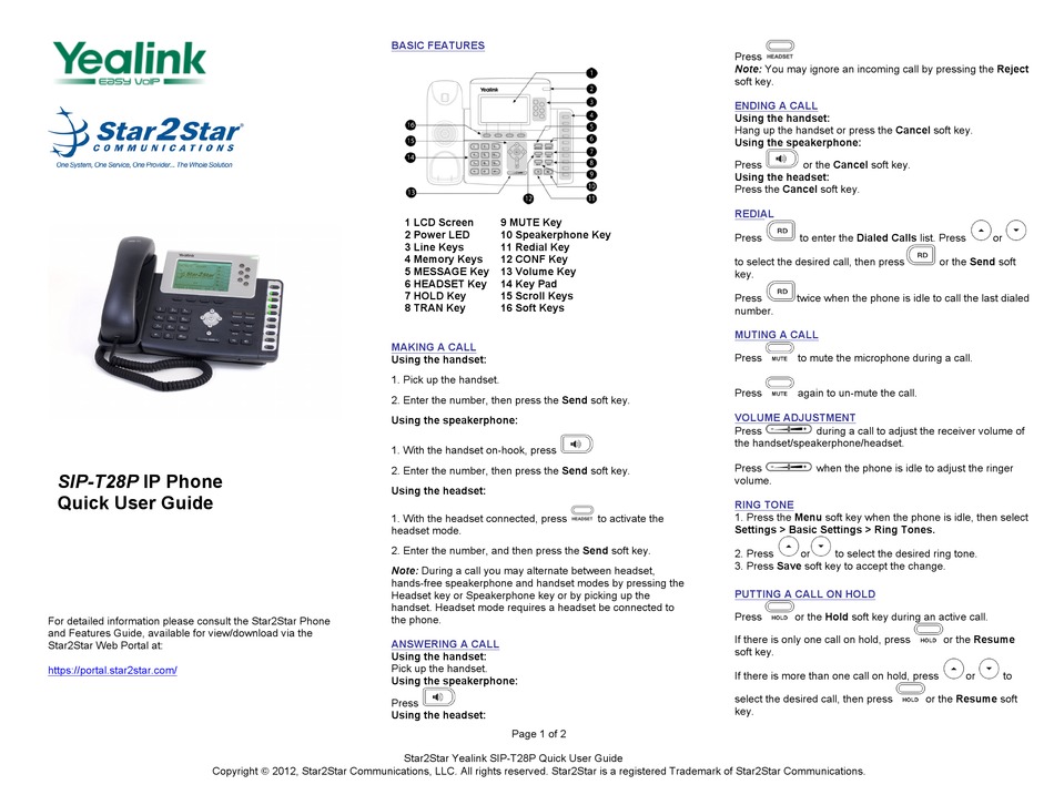 STAR2STAR SIPT28P QUICK USER MANUAL Pdf Download ManualsLib