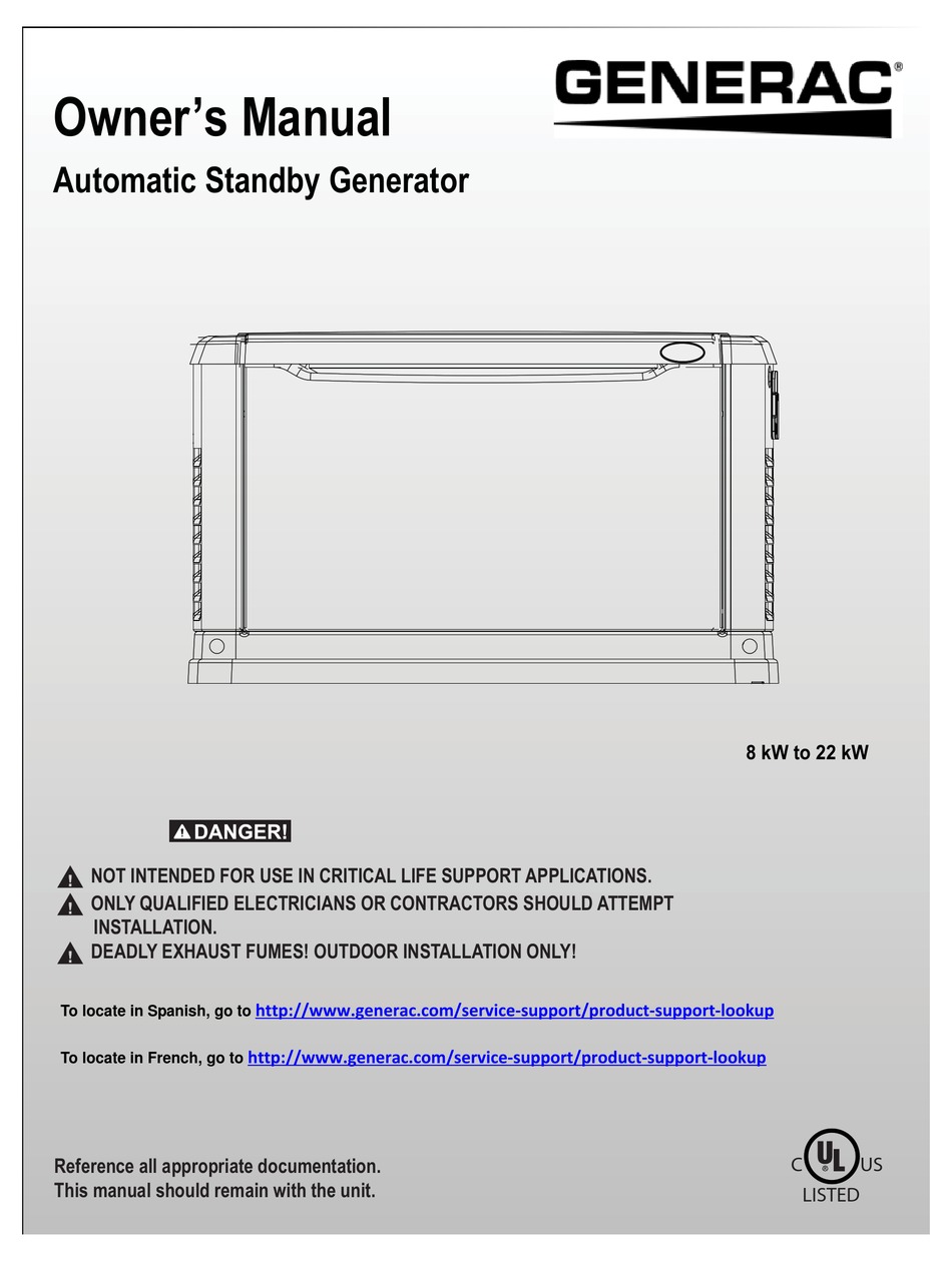 Generac Power Systems Automatic Standby Generator Owner S Manual Pdf Download Manualslib