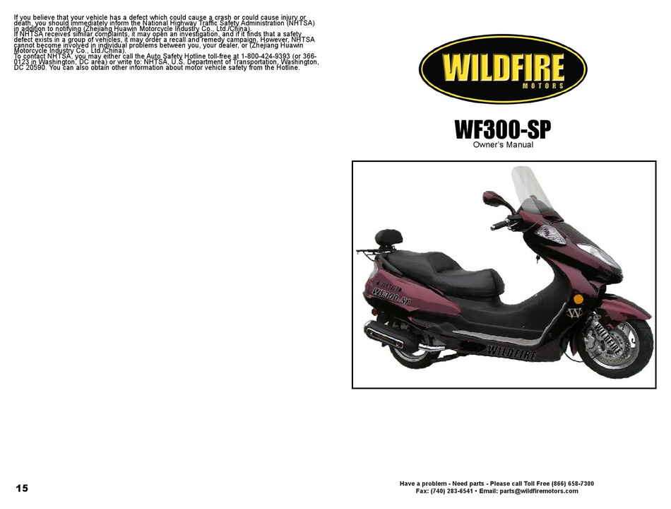 wildfire motors owners manual