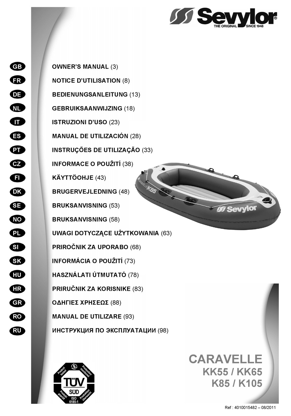 SEVYLOR CARAVELLE KK55 OWNER'S MANUAL Pdf Download ManualsLib