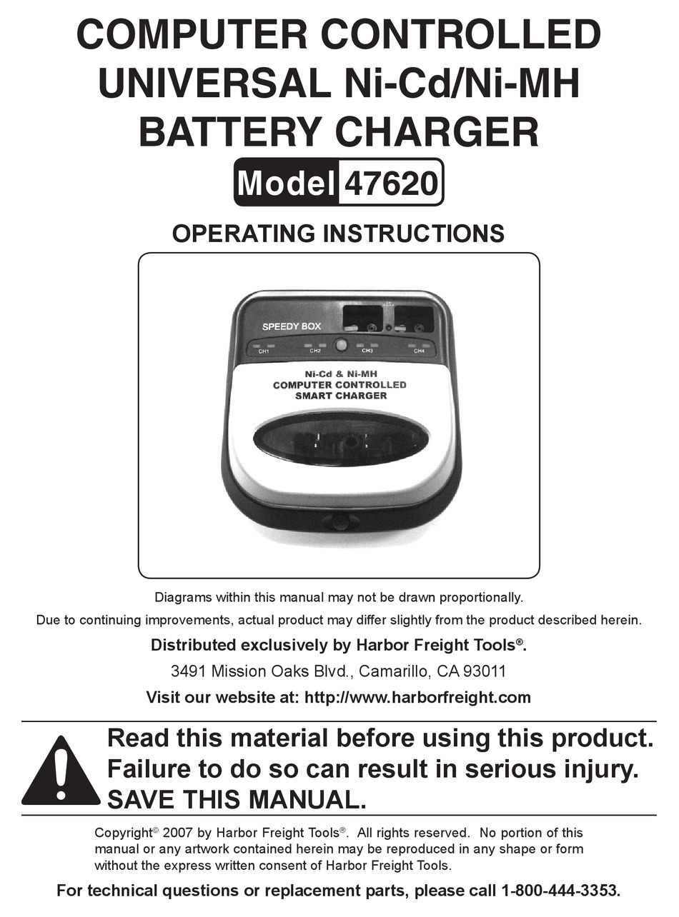 HARBOR FREIGHT TOOLS 47620 OPERATING INSTRUCTIONS MANUAL Pdf Download