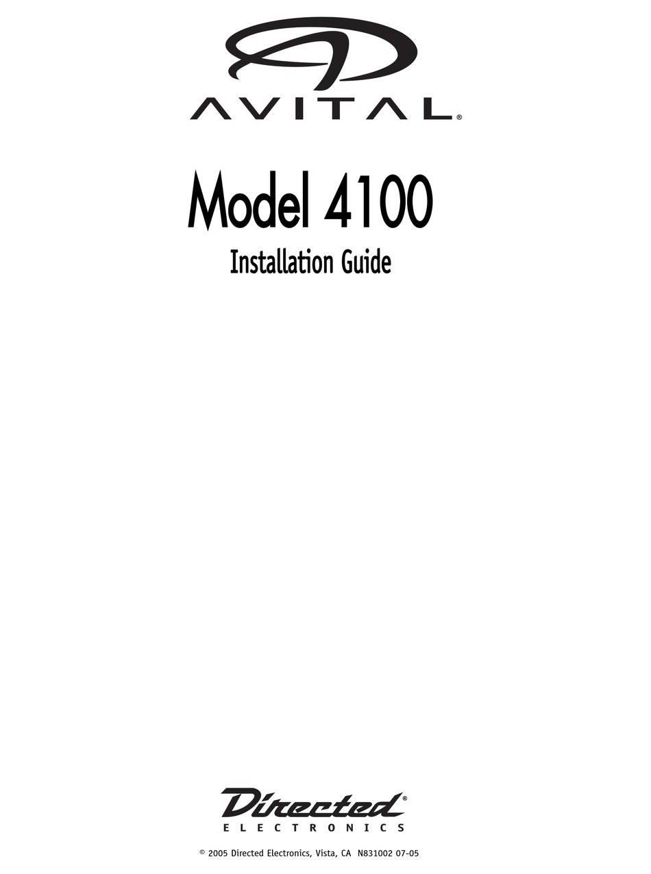 AVITAL 4100 INSTALLATION MANUAL Pdf Download | ManualsLib