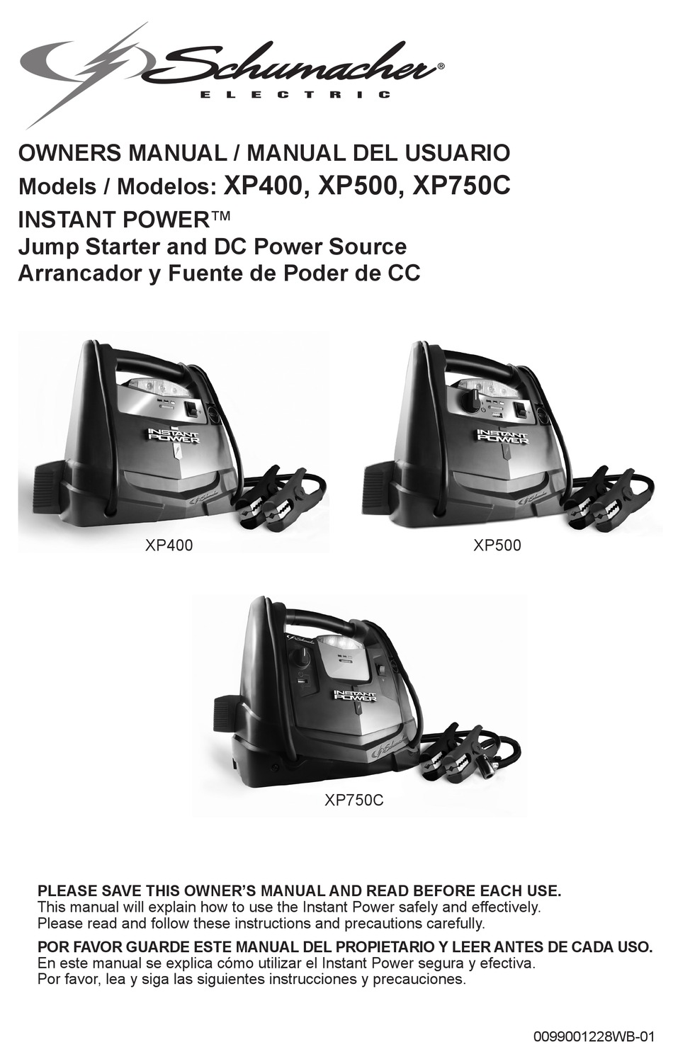 SCHUMACHER ELECTRIC INSTANT POWER XP400 OWNER
