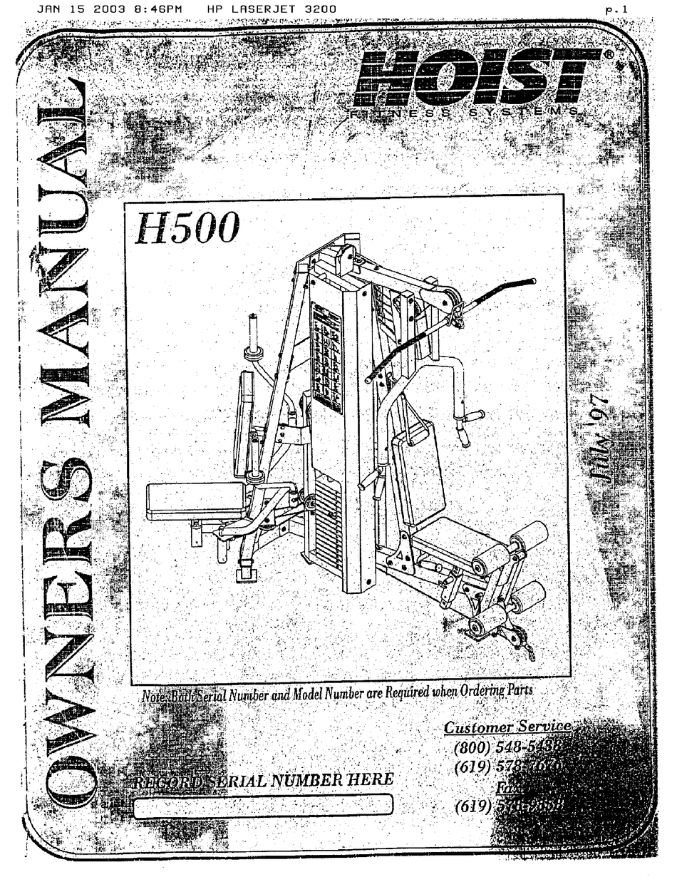 Hoist v1 discount home gym manual