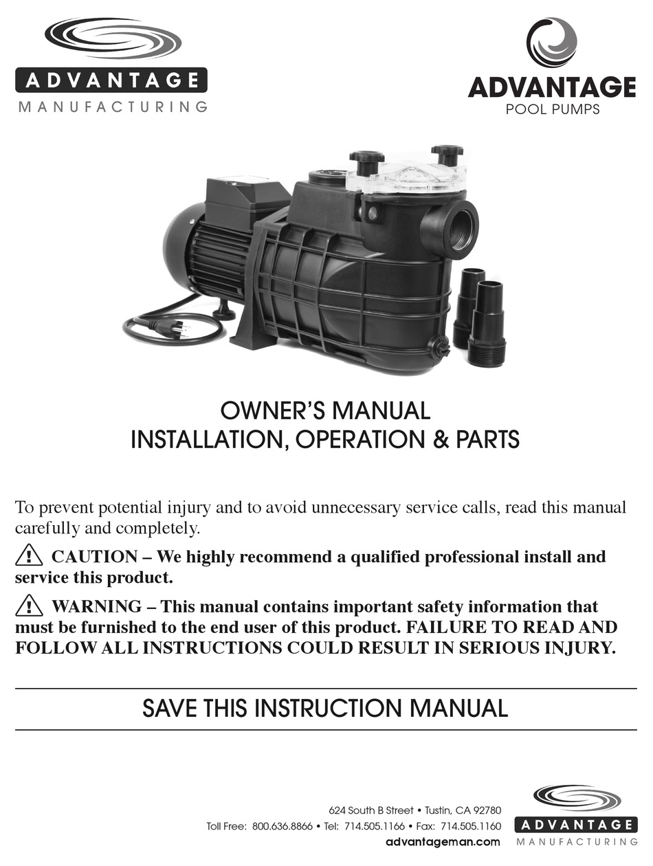 ADVANTAGE POOL PUMPS OWNER