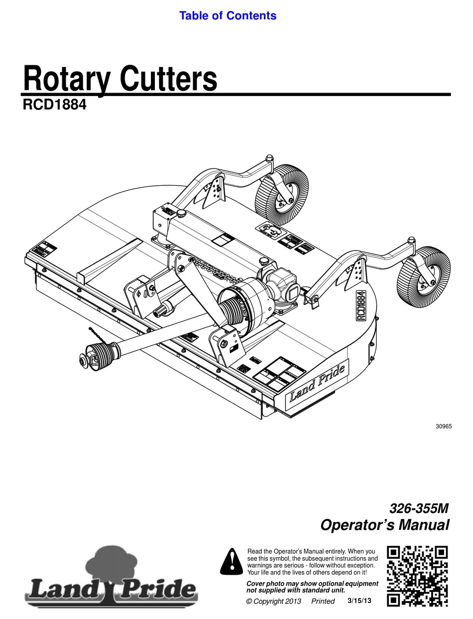LAND PRIDE RCD1884 OPERATOR'S MANUAL Pdf Download ManualsLib