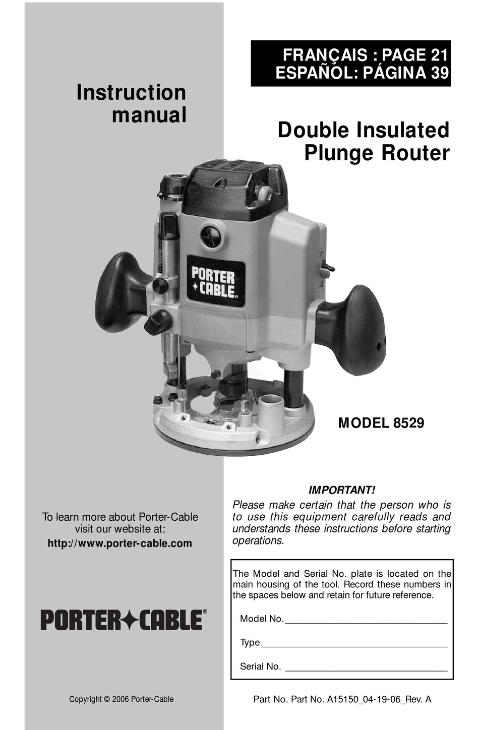 PORTER-CABLE 8529 INSTRUCTION MANUAL Pdf Download | ManualsLib