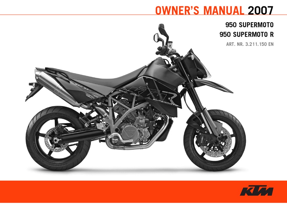 KTM 950 SUPERMOTO 2007 OWNER'S MANUAL 