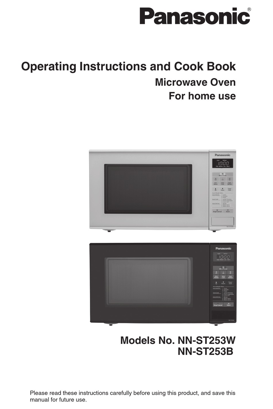 Panasonic Nn St253w Operation And Cooking Manual Pdf Download Manualslib