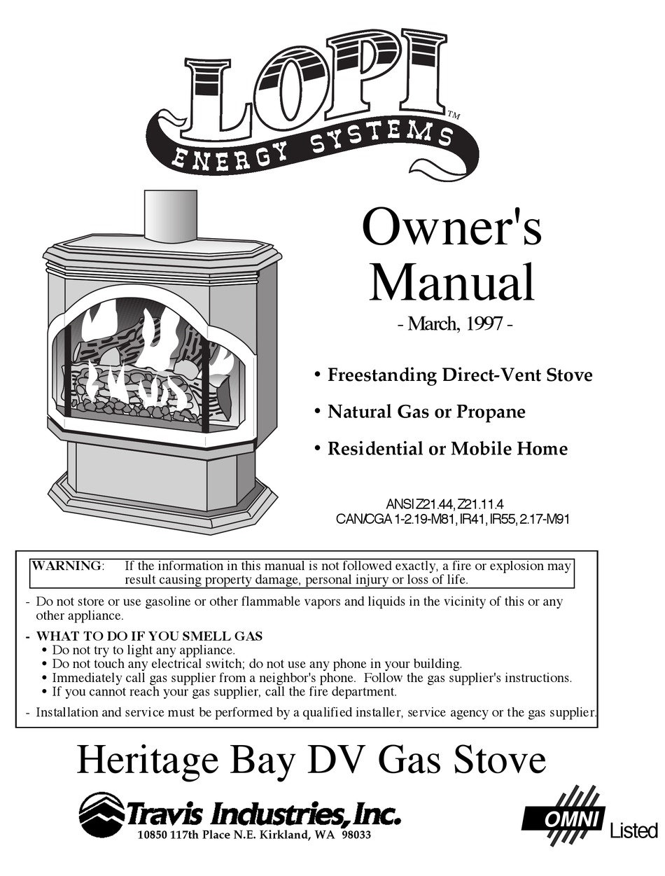 LOPI HERITAGE BAY DV OWNER'S MANUAL Pdf Download | ManualsLib