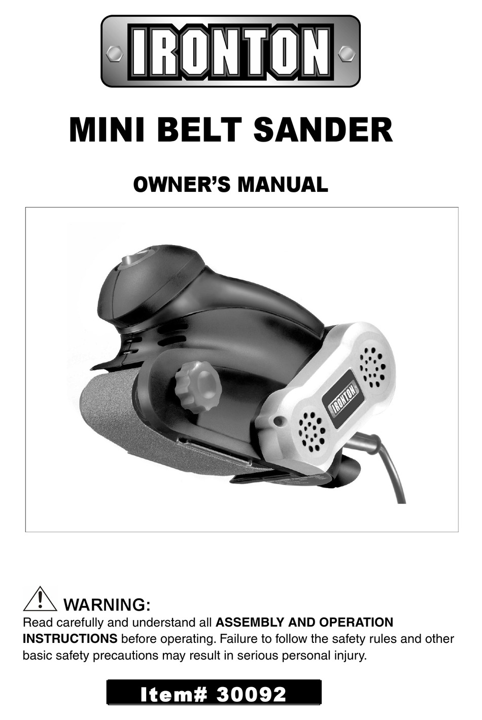 IRONTON MINI BELT SANDER OWNER