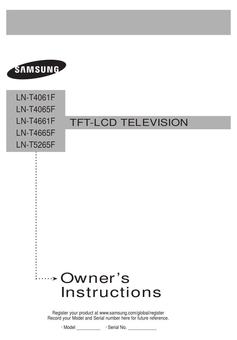 Samsung Ln T4061f Owner S Instructions Manual Pdf Download Manualslib