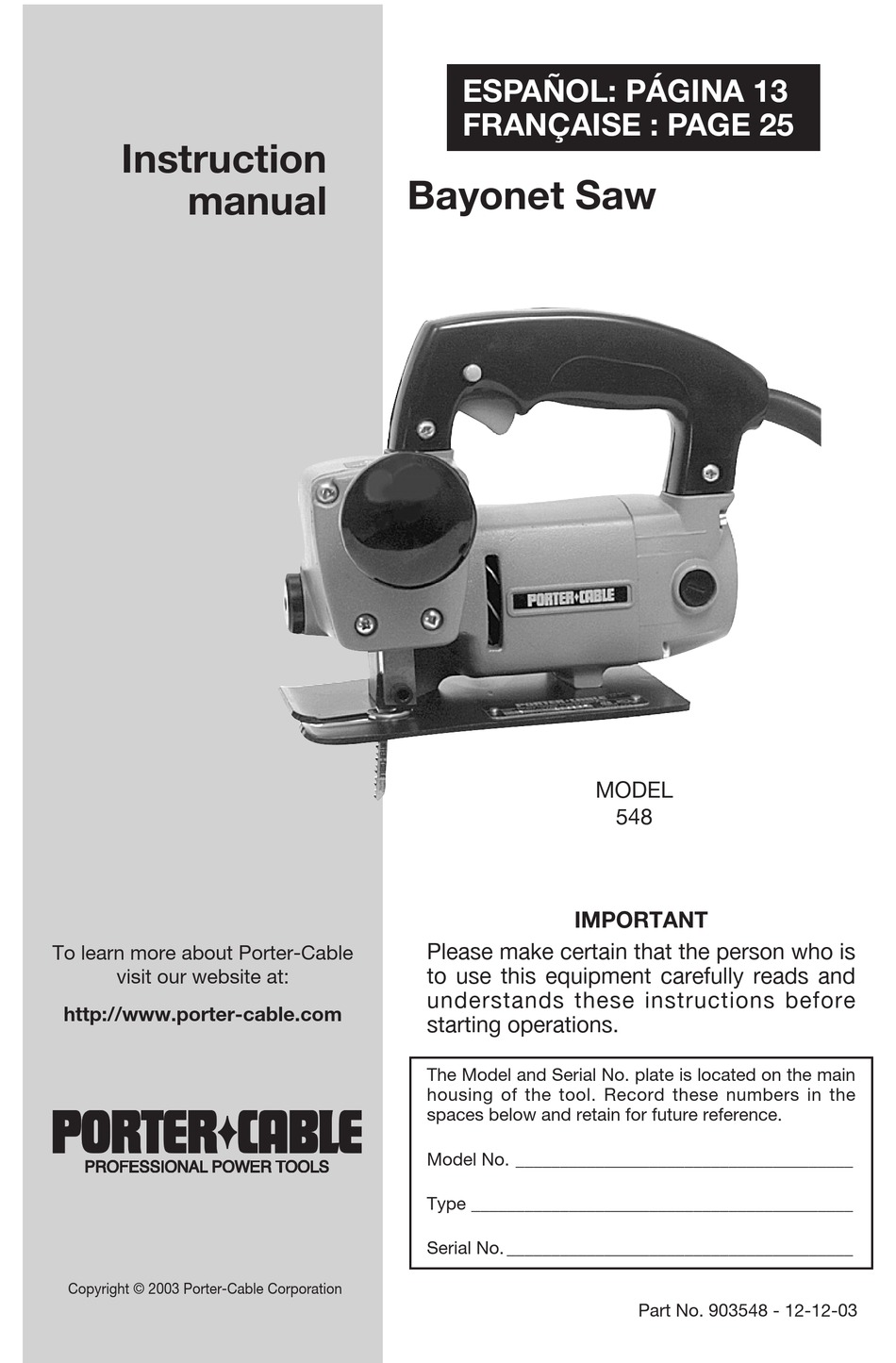 Porter cable deals bayonet saw