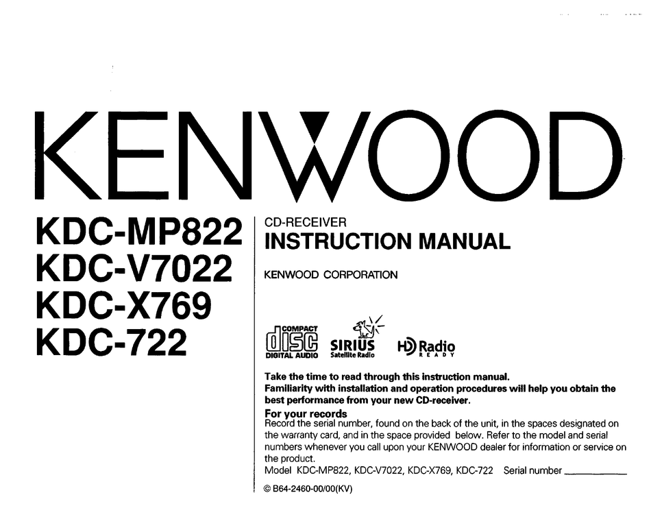 Kenwood Kdc Mp822 Instruction Manual Pdf Download Manualslib