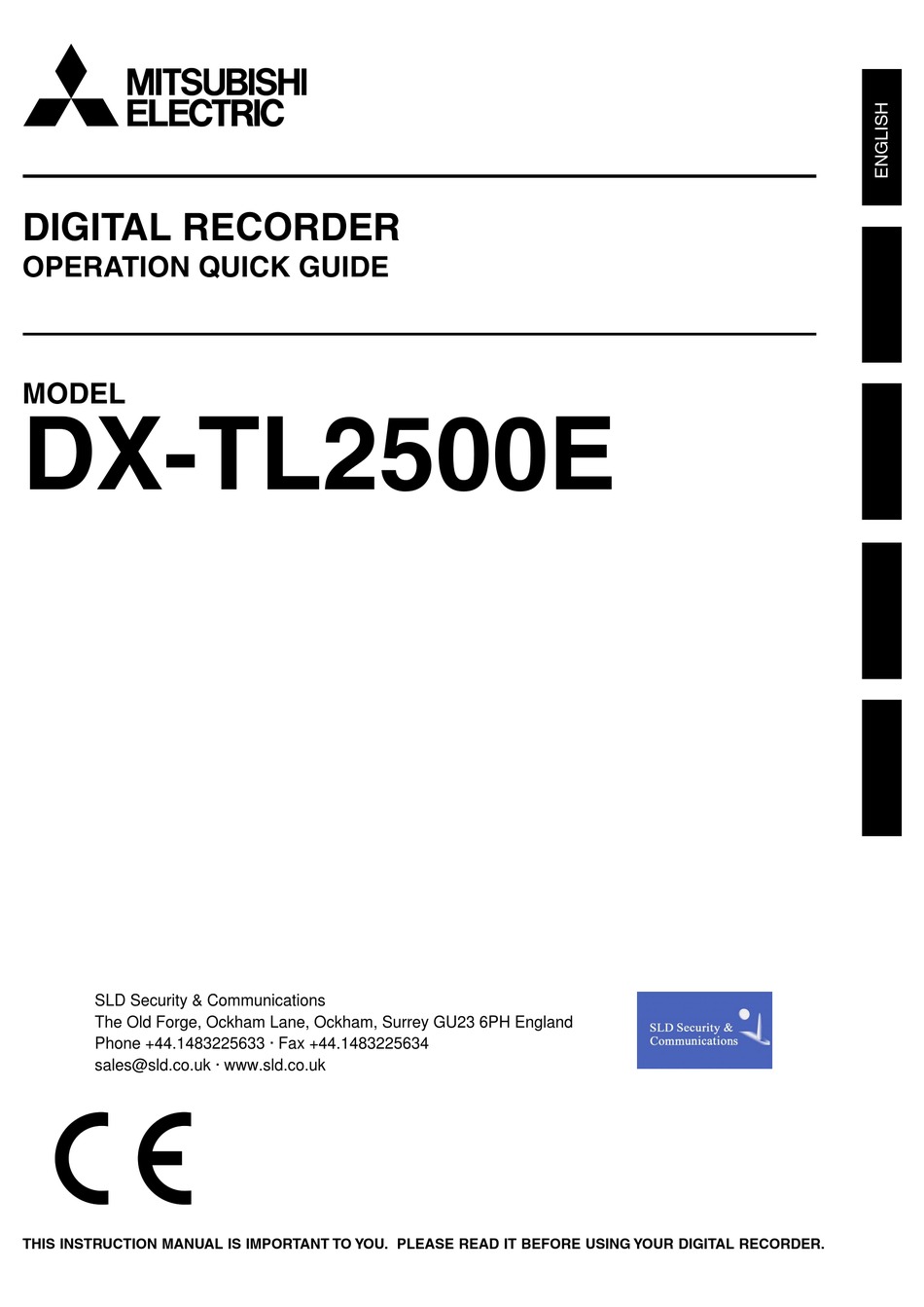 MITSUBISHI ELECTRIC DX-TL2500E OPERATION QUICK MANUAL Pdf Download
