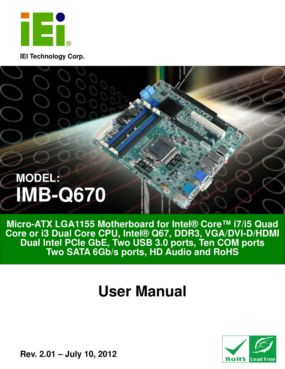 IEI TECHNOLOGY IMB-Q670 USER MANUAL Pdf Download | ManualsLib