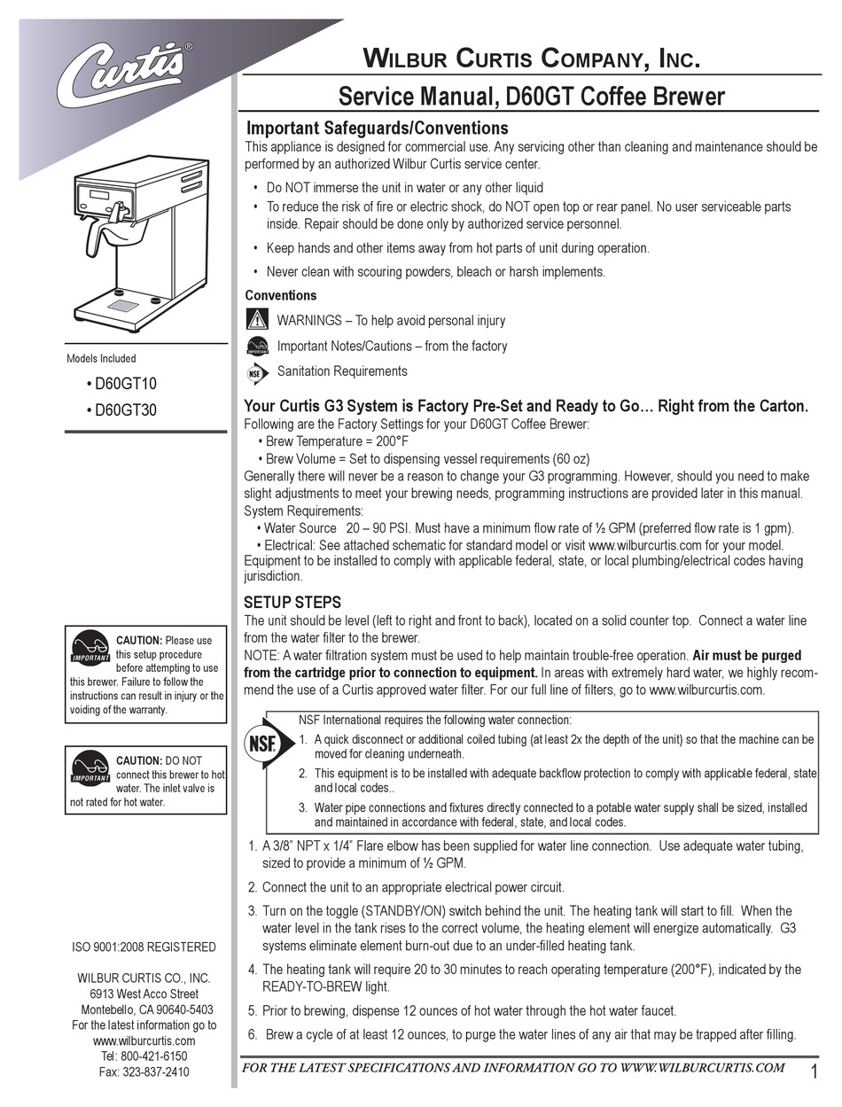 Curtis D60GT Thermal Brewer Dual Voltage