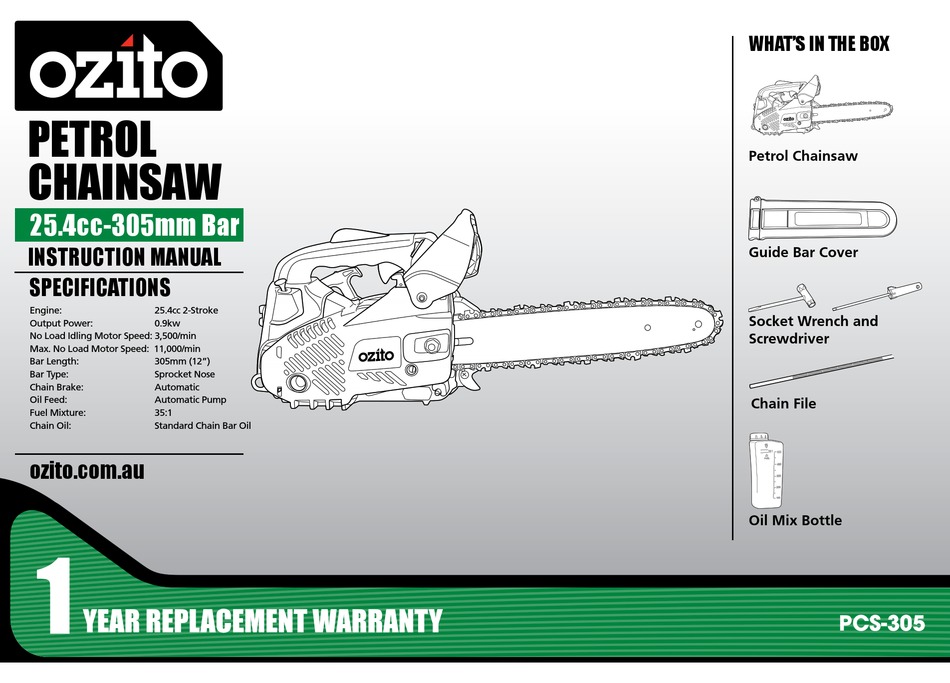 OZITO 25.4CC-305MM BAR INSTRUCTION MANUAL Pdf Download | ManualsLib