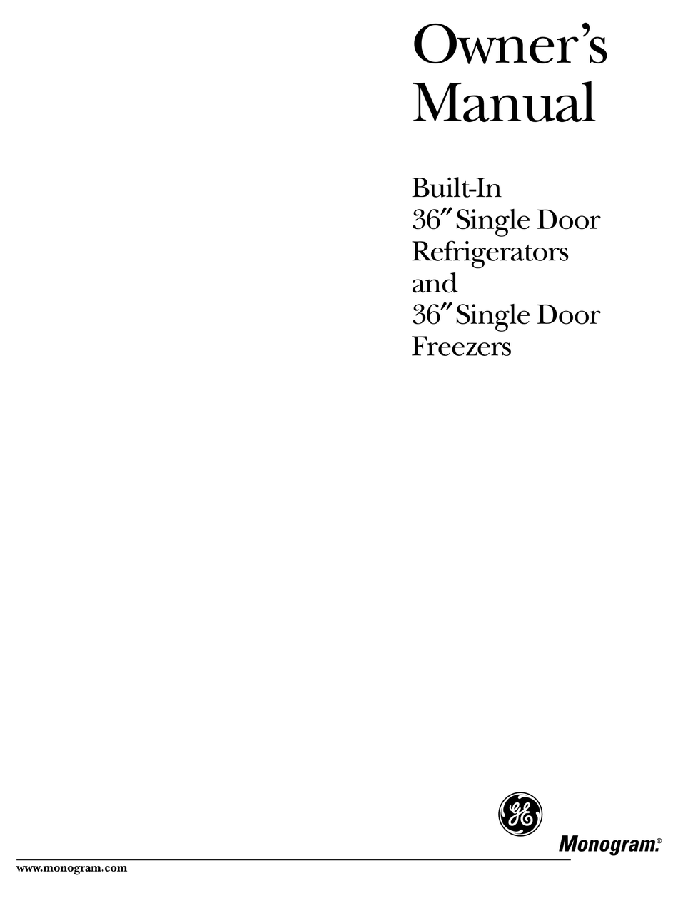 GE BUILTIN 36?SINGLE DOOR REFRIGERATORS OWNER'S MANUAL Pdf Download