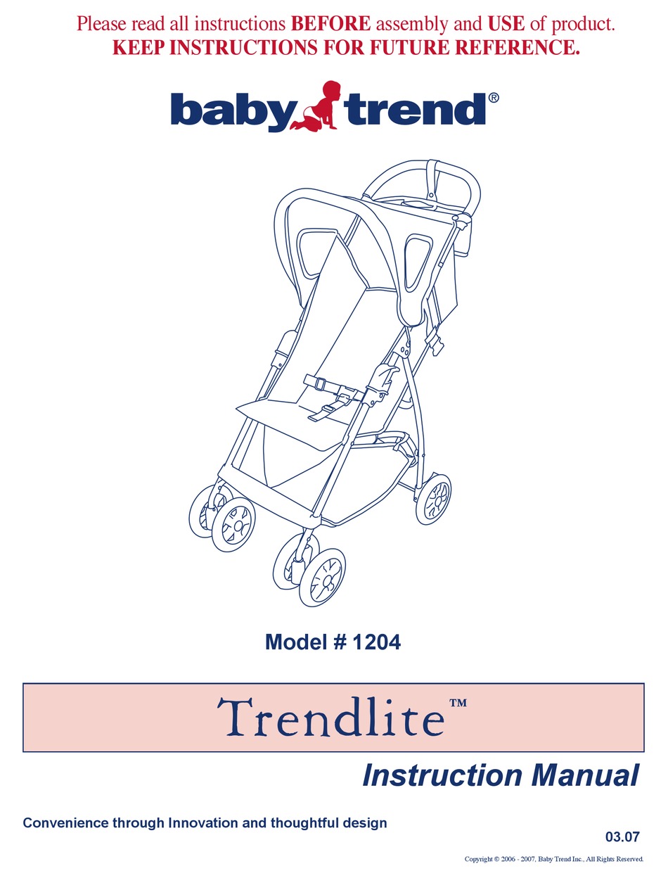 BABY TREND TRENDLITE 1204 INSTRUCTION MANUAL Pdf Download ManualsLib