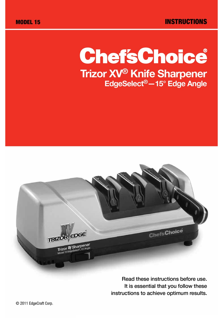 EDGE CRAFT CHEFSCHOICE TRIZOR XV INSTRUCTIONS MANUAL Pdf Download