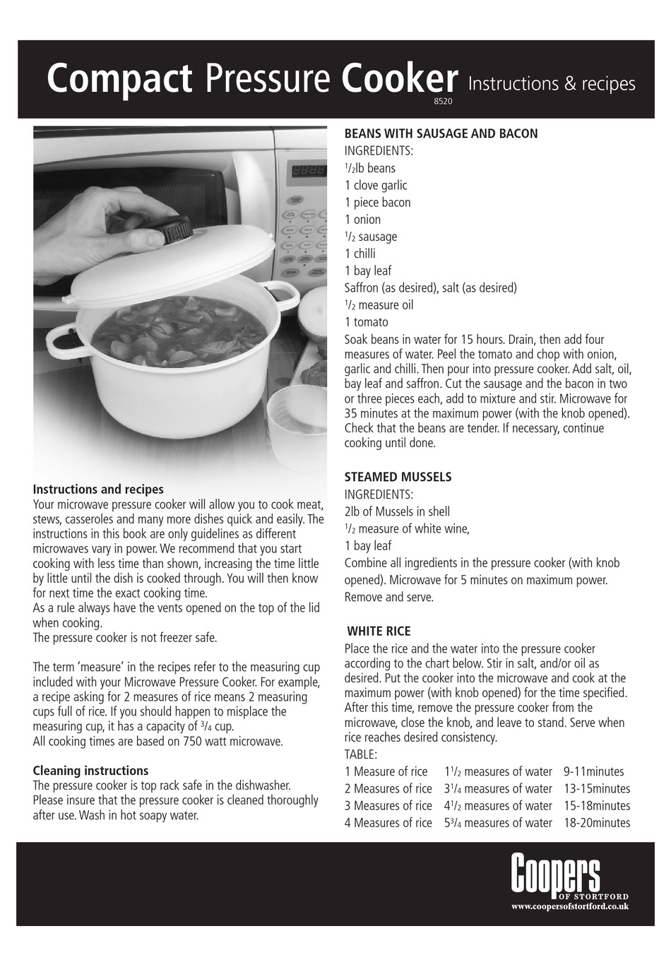 COOPERS 8520 INSTRUCTIONS RECIPES Pdf Download ManualsLib