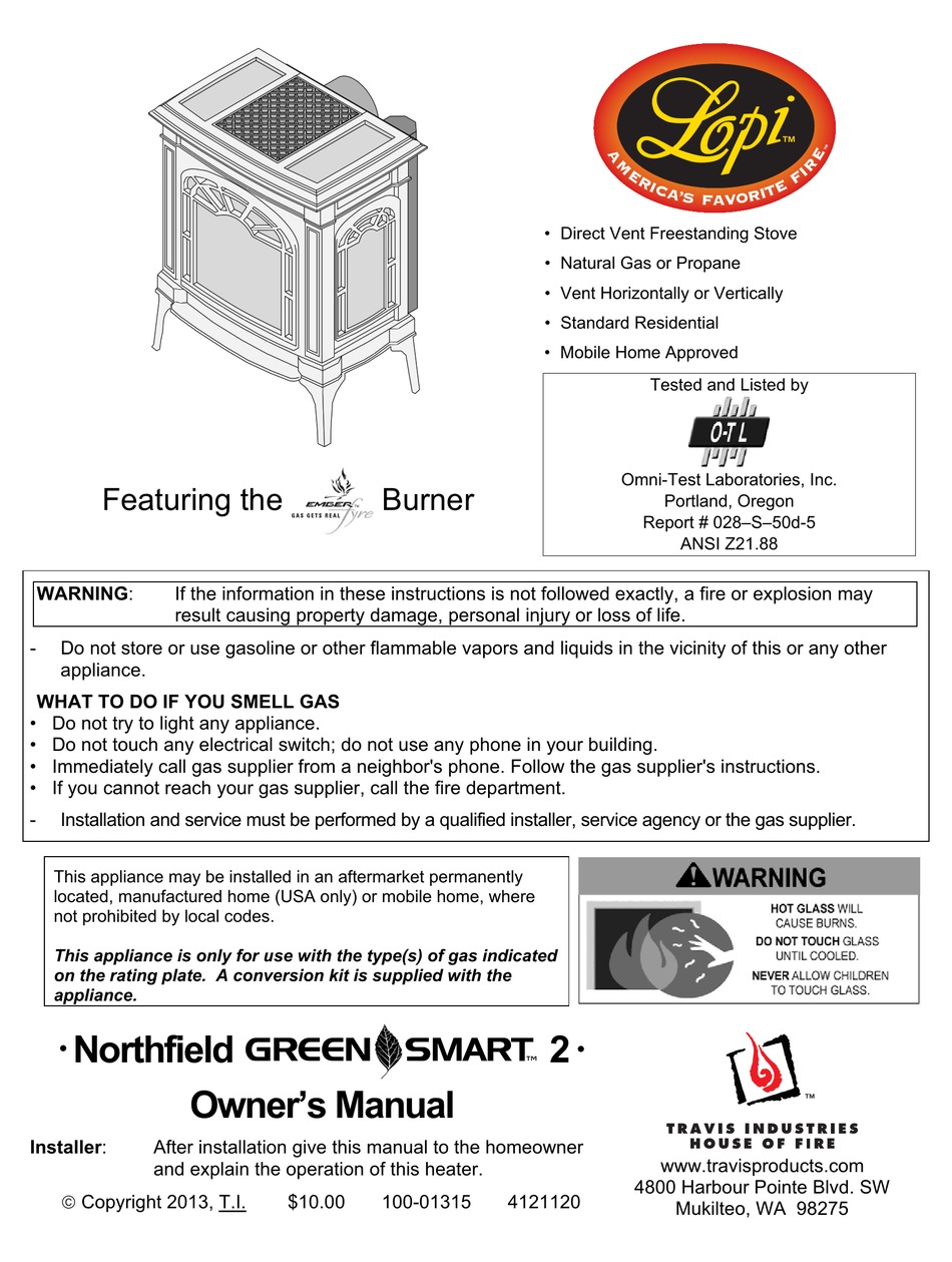 TRAVIS INDUSTRIES NORTHFIELD GS2 OWNER'S MANUAL Pdf Download | ManualsLib