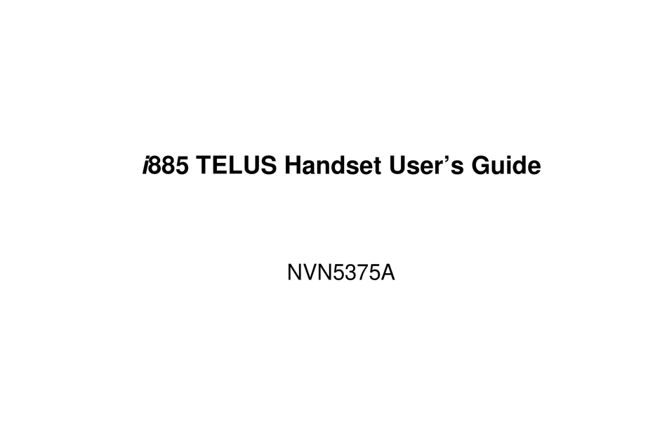 Motorola I885 Telus User Manual Pdf Download Manualslib 8325