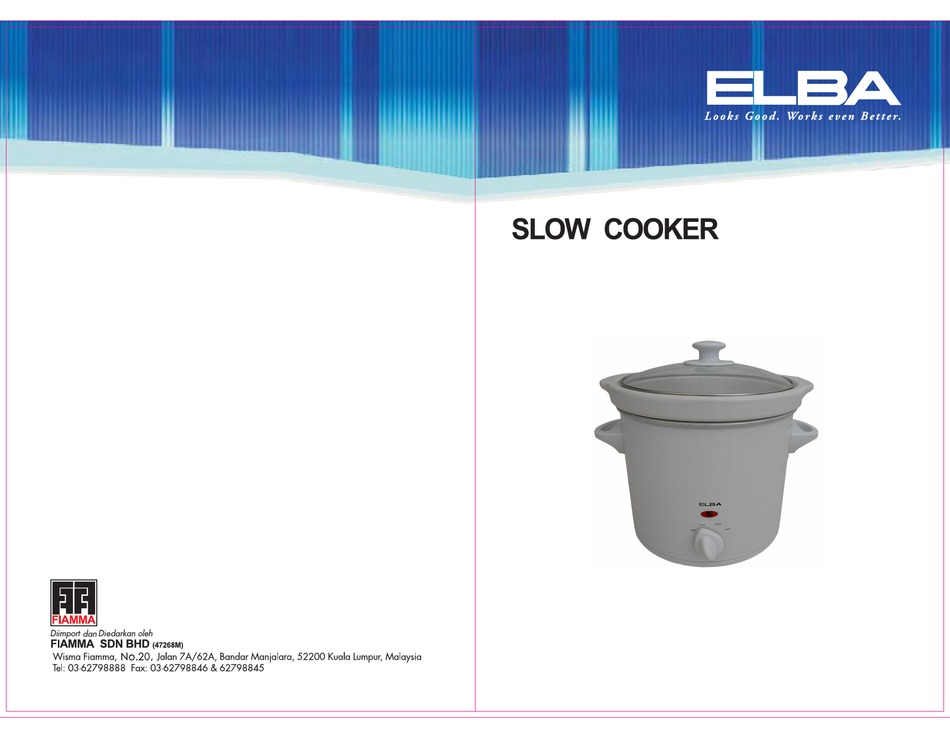 ELBA SLOW COOKER OPERATING INSTRUCTIONS Pdf Download ManualsLib