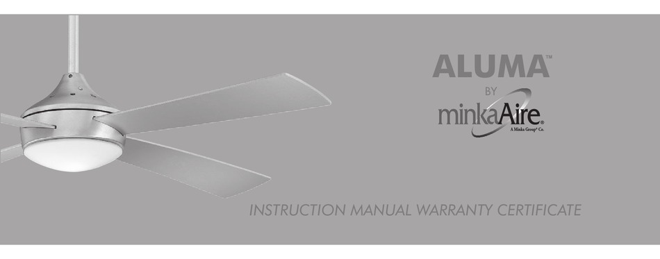 Minka Aire Aluma Instruction Manual, Minka Aire Artemis Ceiling Fan Manual