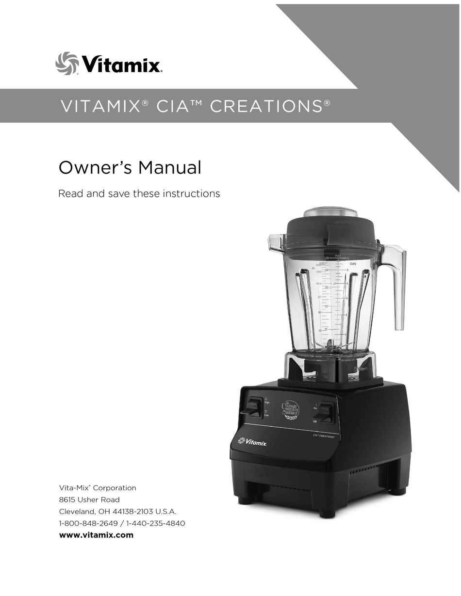 VITAMIX CIA CREATIONS OWNER'S MANUAL Pdf Download | ManualsLib