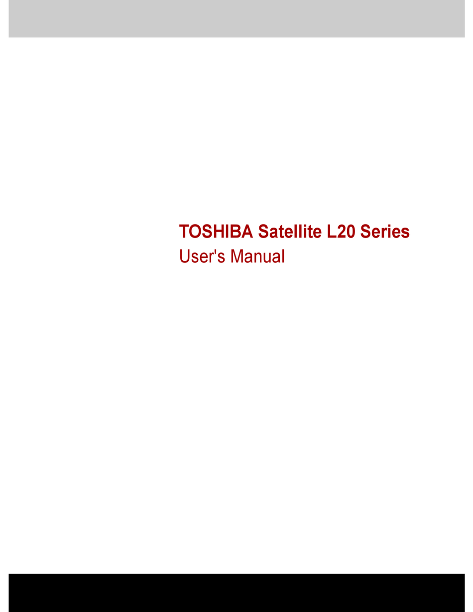 TOSHIBA SATELLITE L20 SERIES USER MANUAL Pdf Download | ManualsLib