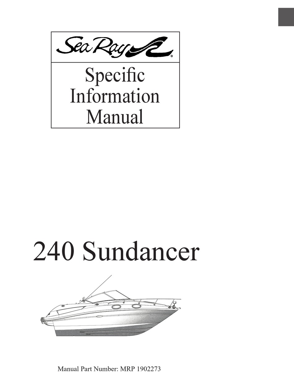 SEA RAY 240 SUNDANCER SPECI?C INFORMATION MANUAL Pdf Download ManualsLib