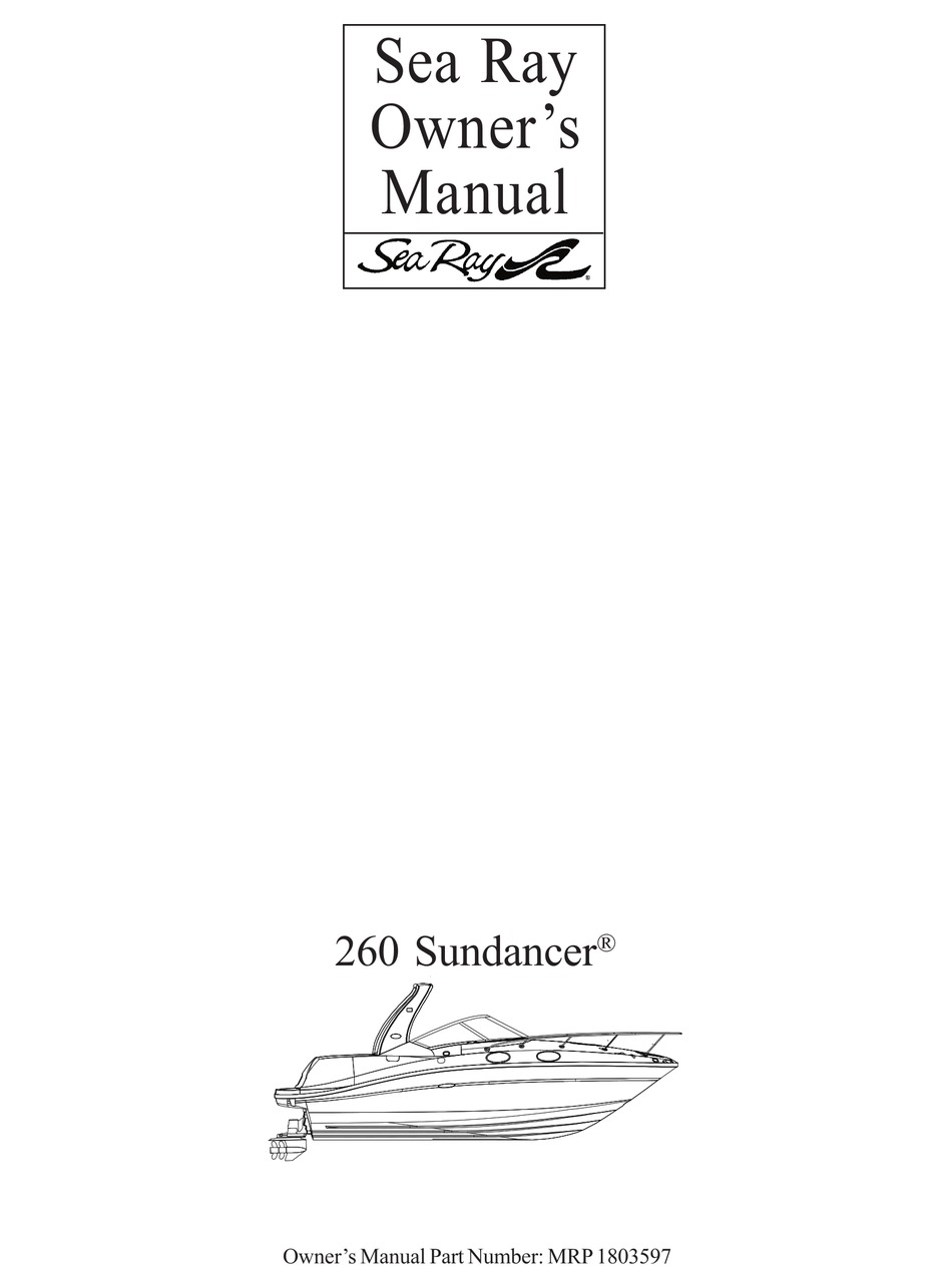 Sea Ray 260 Sundancer Owner S Manual