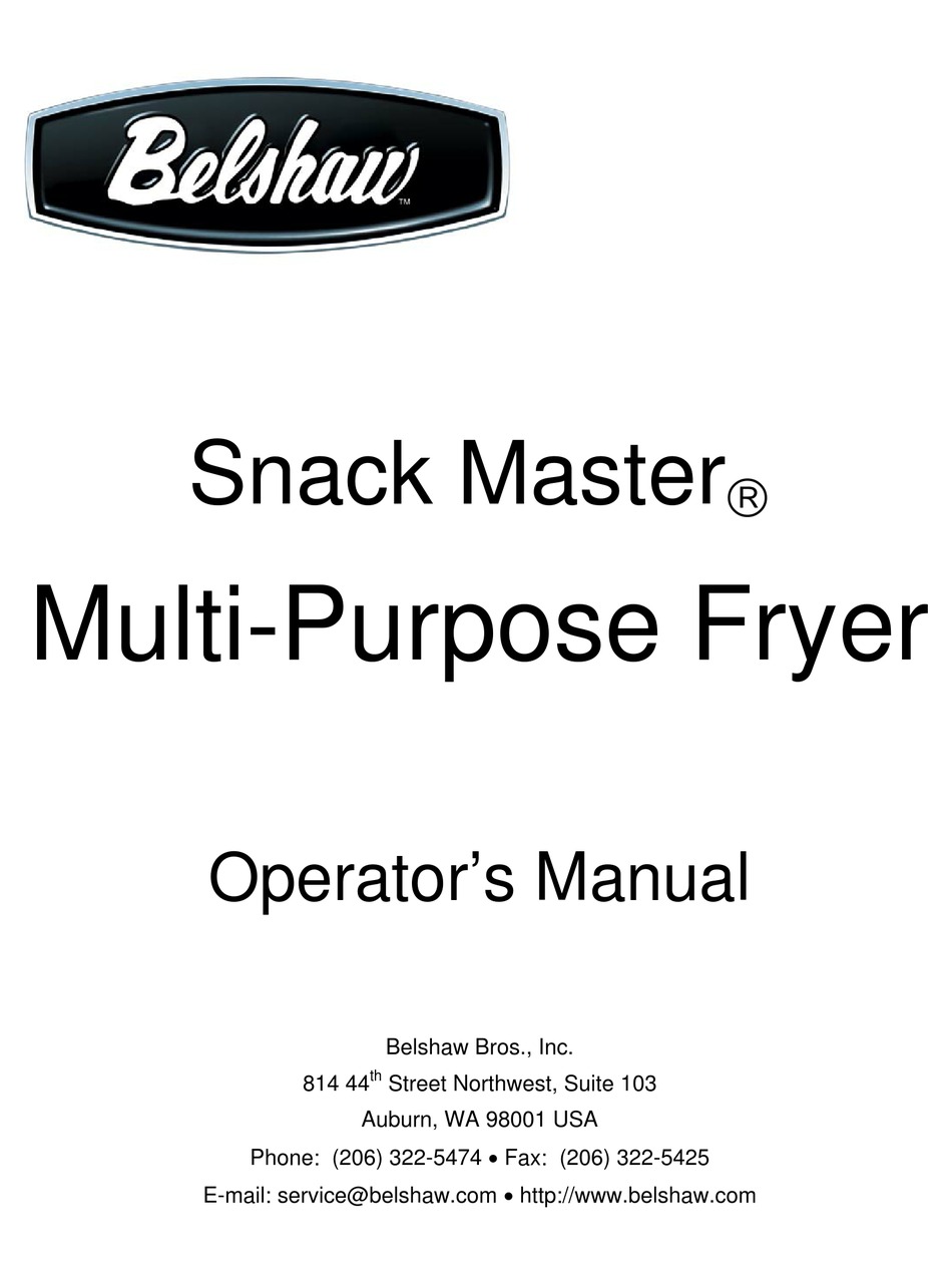 BELSHAW BROTHERS SNACK MASTER OPERATOR
