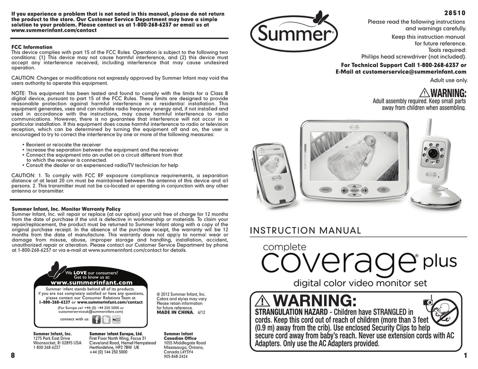 SUMMER 28510 INSTRUCTION MANUAL Pdf Download | ManualsLib